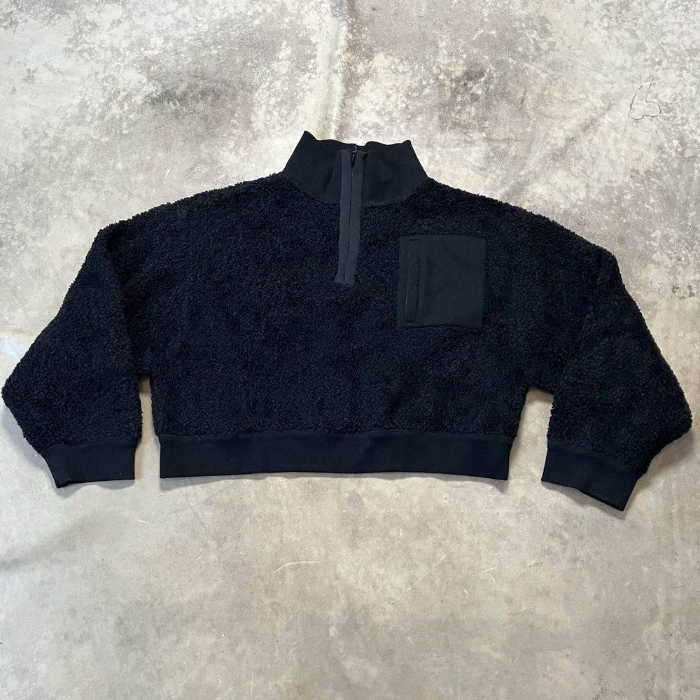 T by Alexander Wang Womens Size M Black Wool Blend Sherpa Fleece Sweatshirt